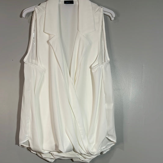 White sleeveless top